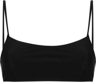 Tory Burch square-neck bikini top - women - Lycra/Nylon/Nylon/Lycra - L - Black