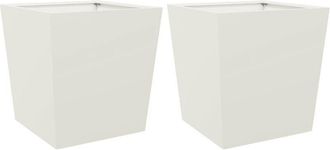 vidaXL Garden Planters White 2 pcs 50x50x50 cm Steel Vidaxl