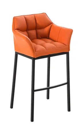 Clp Clp - Taburete De Bar Damaso Con Base De 4 Pies Naranja Negro