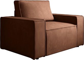 Vente-Unique Sill&oacute;n de pana terracota oscuro AMELIA