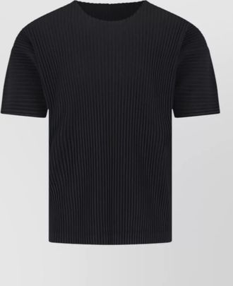 Homme Pliss&eacute; Issey Miyake short sleeve ribbed texture round neck t-shirt