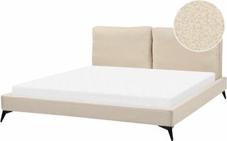 Beliani Beliani - Letto imbottito moderno in boucl&egrave; beige 180 x 200 cm con rete a doghe Melle