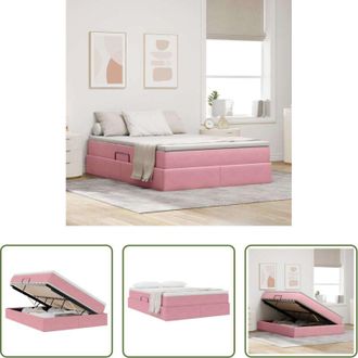 vidaXL Materasso in velluto - Letto con contenitore e materasso Rosa 140 x 190 cm Velluto