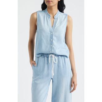 Cloth & Stone Sleeveless Denim Shirt in Cool Capri Wash at Nordstrom, Size X-Large