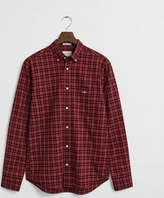 GANT Mens GANT Mens Regular Fit Classic Poplin Check Shirt - 630 Ruby Red - Size: 42/Regular