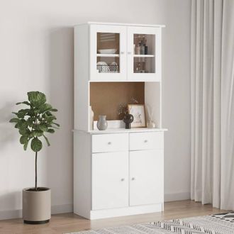 Berkfield Home Beautiful Dresser Top ALTA White 77x30x92 cm Solid Wood Pine | Size: 77 x 30 x 92 cm
