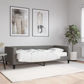 vidaXL Sof&aacute; Cama Con Colch&oacute;n Tela Gris Oscuro 90x200 Cm Vidaxl