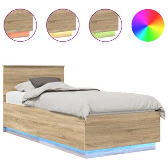 vidaXL Estructura De Cama Con Tiras Led Roble Sonoma 70 X 190 Cm Vidaxl