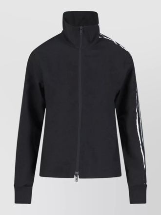 Yohji Yamamoto knit sweatshirt high collar ribbed cuffs stripes