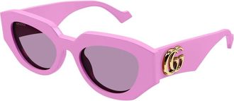 Gucci Geometric Cat-eye Zonnebril - Dames - Zonnebrillen - Roze - 51 MM - Accessoires