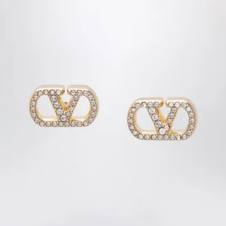 Valentino Garavani Gold-tone VLogo Signature earrings with Swarovski crystals