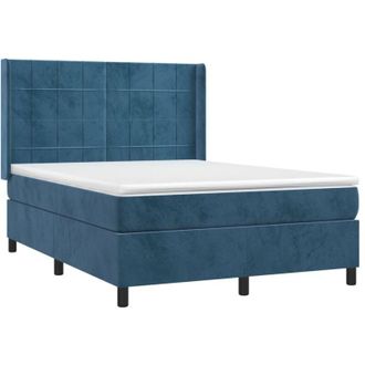 vidaXL Cama Box Spring Con Colch&oacute;n Terciopelo Azul Oscuro 140x190 Cm Vidaxl