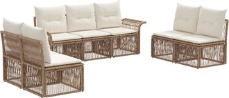 vidaXL Conjunto De Sof&aacute;s De Jard&iacute;n 7 Uds. Beige Rat&aacute;n Sint&eacute;tico Vidaxl