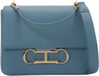 Carolina Herrera Tassen, Dames, Blauw, ONE Size, Katoen, Initials Insignia Satchel