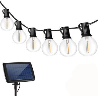 OEM Guirnalda De Luces Solares G40 Para Exteriores, 30 Led E12, Luz Blanca C&aacute;lida De 2700k, Control Remoto, Resistente Al Agua Ip44 (luz Blanca C&aacute;lida)