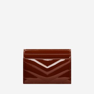 Saint Laurent Patent Leather Card Case - Brown
