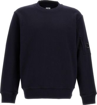 C.P. Company Diagonal Raised Fleece Crewneck Sweatshirt with Lens Detail