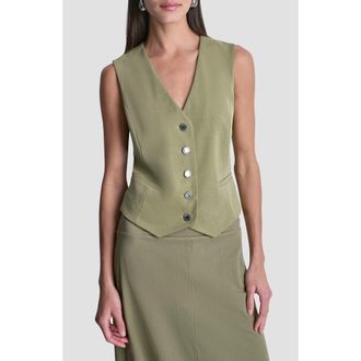DKNY Arid Cotton Blend Pique Vest in Light Fatigue at Nordstrom, Size X-Large
