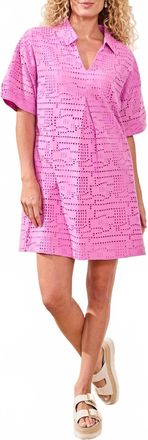 Tribal Eyelet Mini Dress In Wisteria Orchid