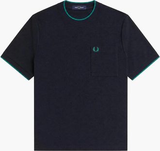 Fred Perry Mens Fred Perry Pocket Detail Piqu&eacute; T-Shirt Navy - Black - Size: 40