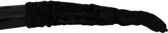 Dolce & Gabbana Vrouwen zwart elleboog lengte Mitten Suede Fur Handschoenen