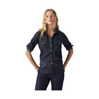 Levi's Overhemden, Dames, Blauw, S, Denim, Iconic Western Linen+ Denim Shirt