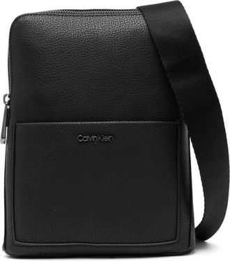Calvin Klein Diagonal flatpa crossbody bag - men - Polyurethane/Recycled Polyester/Recycled Polyester - OS - Black