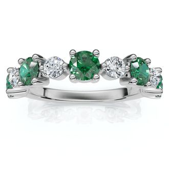 Pompeii3 1Ct Sylvia Emerald & Diamond Anniversary Ring Gold Lab Grown