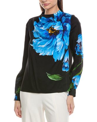 Elie Tahari Printed Silk-Blend Blouse