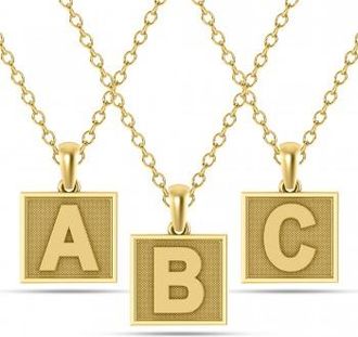Allurez Personalized Initial Letter Pendant Necklace 14K Yellow Gold