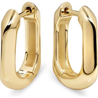 Devata Beveled Hoop Earrings in Gold Plated Sterling Silver in Yellow Gold at Nordstrom