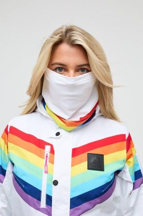 OOSC Neckwarmer - Rainbow Road in White With Rainbow Stripes at Nordstrom