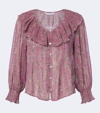 Veronica Beard Hewitts ruffled floral georgette blouse
