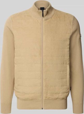 Bugatti Strickjacke mit Stehkragen und Steppn&auml;hten in Ecru, Gr&ouml;&szlig;e XXXL