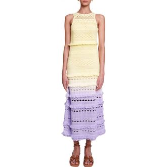 Maje Robelle Ombr&eacute; Crochet Midi Dress in Yellow at Nordstrom Rack, Size 3 (Fits Like 8 Us) / 40 Eu