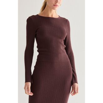 Crescent Bell Sleeve Ribbed Knit Top in Espresso at Nordstrom, Size Large