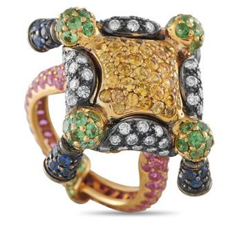Luxury Bazaar 18K Yellow Gold 0.70ct Diamond and Sapphire Ring MF31-031726