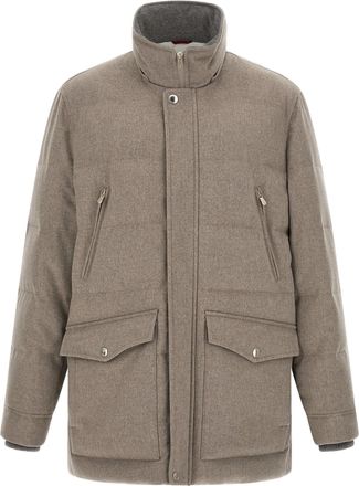 Brunello Cucinelli Wool Flannel Parka - Beige