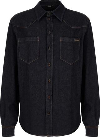 Dolce & Gabbana Heren, Overhemden, Blauw, Maat: XL Katoen