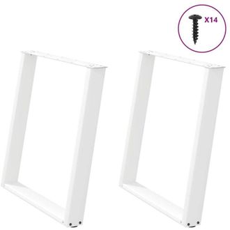 vidaXL Vidaxl - Patas Para Mesa De Comedor En Forma De U (2 Unidades), Color Blanco, 80 X (72-73) Cm, Acero