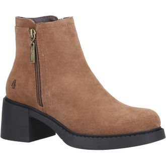 Hush Puppies Adele Suede Dames Tan Enkellaarsjes Met Hak