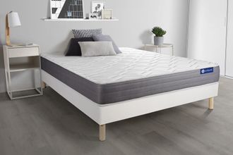 Actisom Somier blanco + colch&oacute;n con l&aacute;tex y espuma viscoel&aacute;stica 120 x 195