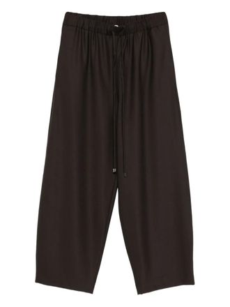 Antonelli drawstring cropped trousers - women - Virgin Wool/Viscose/Polyester/Elastane - 46 - Brown