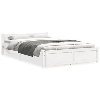 Berkfield Home Bed Frame White Solid Wood 120x200 cm | Size: Small Double