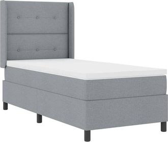 vidaXL Cama Tipo Box Spring Con Colch&oacute;n Gris Claro 90 X 200 Cm Tela Vidaxl