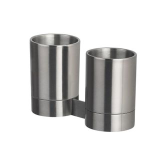 Spirella Spirella - Vasos Dobles Para Fijar Acero Inoxidable Cromado Nyo Gris