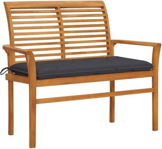 vidaXL Garden Bench with Anthracite Cushion 44.1 Solid Teak Wood 2664