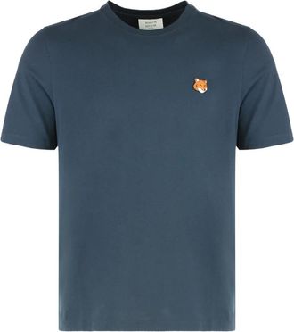 Maison Kitsun&eacute; T-shirt met ronde hals - Heren - T-shirts - Blauw - S - Katoen - Tops