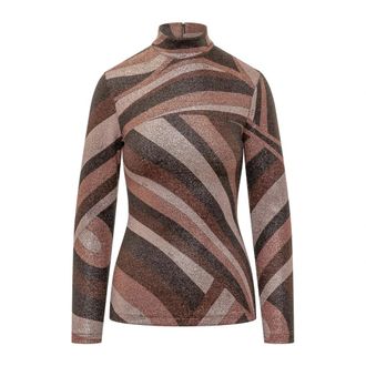 Pucci Tops, Dames, Bruin, M, Polyester, Iride Print Lurex Jersey Top