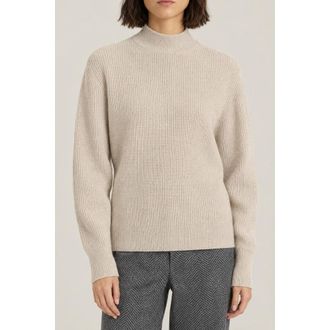 Brunello Cucinelli Womens Light Brown Wool Ribbed Mock Neck Sweater, Size XXS